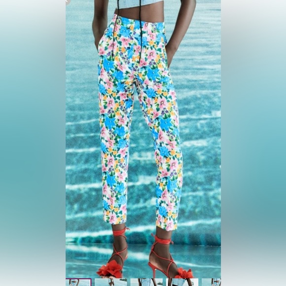 Zara Floral High Waisted Pants - Picture 1 of 11